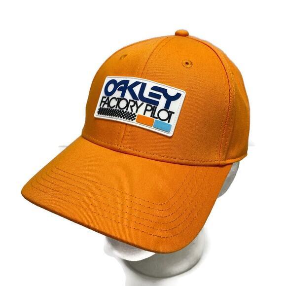 Oakley Factory Pilot Orange Hat Baseball Cap‎ Rubber Patch TINCAN Size 7 M/L 22" - Picture 1 of 8